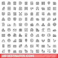 100 Zielsymbole gesetzt, Umrissstil vektor