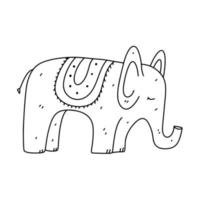 lustiger Elefant handgezeichneter Doodle-Stil. isoliert auf weißem Hintergrund. Malseite. vektor