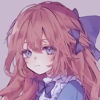 süßes Anime-Mädchen mit lila Augen und rosa Haaren vektor
