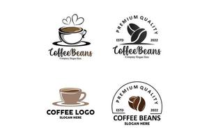 Logo-Design für Kaffeebohnengetränke in brauner Farbvektorillustration vektor