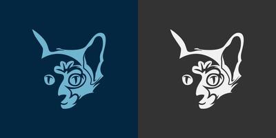 Katze-Silhouette-Gesicht-Logo-Vorlage in schwarzen und marineblauen Farbvarianten vektor