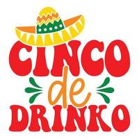 cinco de drinko - cinco de mayo - 5. mai, bundesfeiertag in mexiko. Fiesta-Banner und Poster-Design mit Fahnen, Blumen, Fekorationen, Maracas und Sombrero vektor
