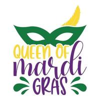 königin des mardi gras karnevals, filigrane kalligraphische schrift mit traditionellem symbol des mardi gras - fleur de lis, elegantes ausgefallenes logo mit grußslogan vektor