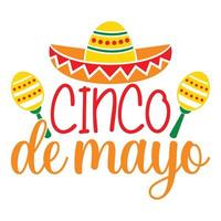 Cinco de Mayo - 5. Mai, Bundesfeiertag in Mexiko. Fiesta-Banner und Poster-Design mit Fahnen, Blumen, Fekorationen, Maracas und Sombrero vektor