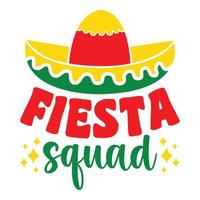 Fiesta Squad - Cinco de Mayo - 5. Mai, Bundesfeiertag in Mexiko. Fiesta-Banner und Poster-Design mit Fahnen, Blumen, Fekorationen, Maracas und Sombrero vektor