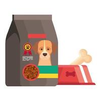 påse och maträtt för hund isolerad ikon vektor