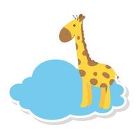 niedliche Giraffe in der Wolke isolierte Ikone vektor