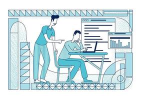 kontorsanställda som arbetar med analysprojekt platt silhuett vektorillustration vektor