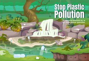 stoppa plastförorening affisch platt vektor mall