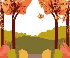 hösten träd växter i lägret säsongsbetonade scen vektor