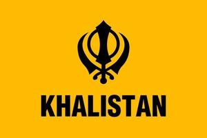 khalistan flagga med en sikh helig symbol. några indisk punjabi sikh människor vilja en ny oberoende Land den där namn kommer vara khalistan och dess ett grundlagsstridig flagga vektor