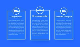 transportindustrins infografik, flyg- och sjötransporter, lastbilar vektor