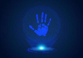 blå modern holografiska hand vektor