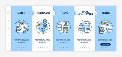 Onboarding-Vektor-Vorlage für die Erstellung digitaler Inhalte. vektor