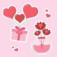 geschenk valentinstag element sammlungen flache illustration einfaches und elegantes vektordesign vektor