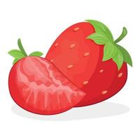 Erdbeere mit Blättern, Erdbeere lokalisiert auf weißem Hintergrund, Erdbeervektorillustration vektor