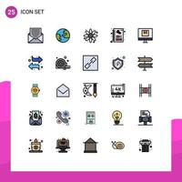 Stock Vector Icon Pack mit 25 Zeilenzeichen und Symbolen für Lieferbox Atom Shop Kaffee editierbare Vektordesign-Elemente
