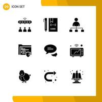 9 kreativ ikoner modern tecken och symboler av chattar säkerhet fil mapp dela med sig redigerbar vektor design element