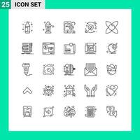 Stock Vector Icon Pack mit 25 Zeilenzeichen und Symbolen für Bloom Eco Mobile Development Process editierbare Vektordesign-Elemente