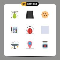 9 flaches Farbkonzept für mobile Websites und Apps kleine Tasche Preisberechnung editierbare Vektordesign-Elemente vektor