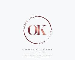 anfangsbuchstabe ok weibliches logo schönheitsmonogramm und elegantes logodesign, handschriftlogo der ersten unterschrift, hochzeit, mode, blumen und botanik mit kreativer vorlage vektor