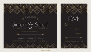 Art-Deco-Hochzeits-Einladungs-Design-Vektor-Schablone