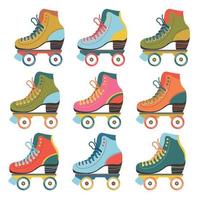 vektor uppsättning med färgad vält skridskor. årgång affisch med vält skates.bright eleganta illustration.