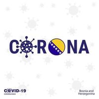 bosnien och herzegovina coronavirus typografi covid19 Land baner stanna kvar Hem stanna kvar friska ta vård av din egen hälsa vektor