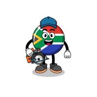 karikaturillustration der südafrika-flagge als holzarbeiter vektor