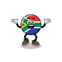 südafrika-flaggenkarikatur, die mit glücklicher geste sucht vektor