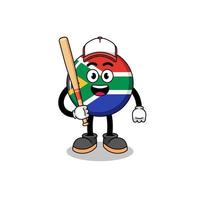 söder afrika flagga maskot tecknad serie som en baseboll spelare vektor