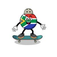 söder afrika flagga maskot spelar en skateboard vektor