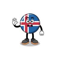Island-Flaggen-Karikaturillustration, die Hand stoppt vektor