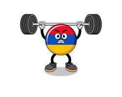 Armenien-Flaggen-Maskottchen-Karikatur, die eine Langhantel hebt vektor