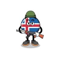 tecknad serie av island flagga soldat vektor