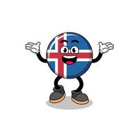 Island-Flaggenkarikatur, die mit glücklicher Geste sucht vektor