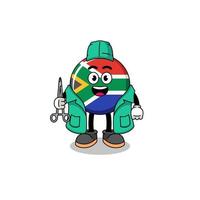 illustration av söder afrika flagga maskot som en kirurg vektor