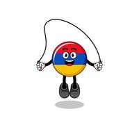 Armenien-Flaggen-Maskottchen-Karikatur spielt Springseil vektor