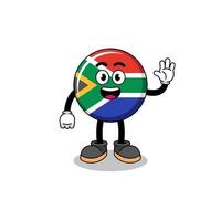 südafrika-flaggenkarikatur, die wellenhandgeste tut vektor