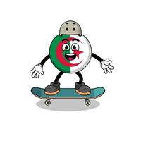 algeriet flagga maskot spelar en skateboard vektor