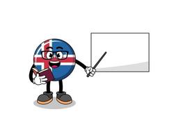 maskot tecknad serie av island flagga lärare vektor