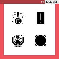 4 universelle solide Glyphenzeichen Symbole für weltweite Wachstumsnachrichten Elektronik Geld editierbare Vektordesign-Elemente vektor