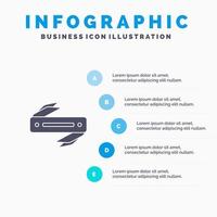 Messer rasiermesserscharfe Klinge festes Symbol Infografiken 5 Schritte Präsentationshintergrund vektor