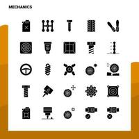 25 Mechanik-Icon-Set solide Glyphen-Icon-Vektor-Illustrationsvorlage für Web- und mobile Ideen für Unternehmen vektor