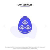 vår tjänster påsk ägg ägg Semester högtider fast glyf ikon webb kort mall vektor