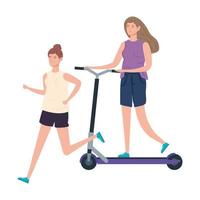 Frauen mit Roller-Avatar-Charakter vektor