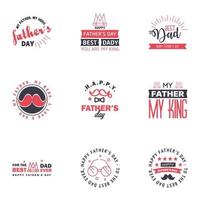 9 schwarze und rosa Happy Fathers Day Design Collection ein Satz von zwölf braun gefärbten Vatertagsdesigns im Vintage-Stil auf hellem Hintergrund editierbare Vektordesign-Elemente vektor