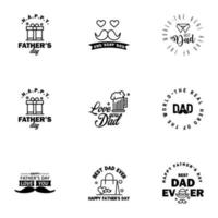 glücklicher vatertag 9 schwarz typografie set vektortypografie vintage beschriftung für grußkarten banner tshirt design du bist der beste vater editierbare vektordesignelemente vektor