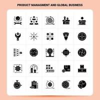 solide 25 Produktmanagement und globales Geschäft Icon Set Vektor Glyphen Stil Design schwarze Icons Set Web und mobile Geschäftsideen Design Vektor Illustration