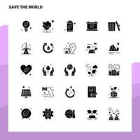 25 Save the World Icon Set solide Glyphen-Icon-Vektor-Illustrationsvorlage für Web- und mobile Ideen für Unternehmen vektor